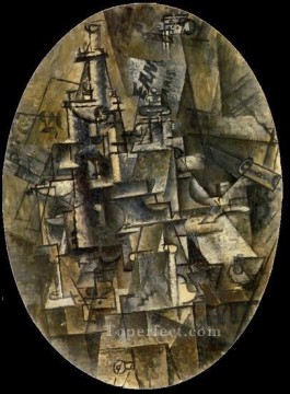 Botella de vidrio tenedor 1911 cubismo Pablo Picasso Pinturas al óleo